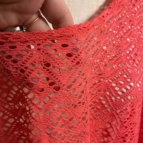 MIRACLESUIT beach cover up dress cut out / stretchy / coral color scoop neck LRG - Picture 5 of 10